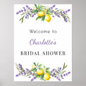 Bridal Shower lavender lemons welcome ポスター (正面)