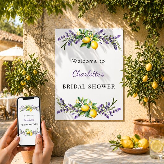 Bridal Shower lavender lemons welcome ポスター