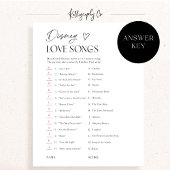  Bridal Shower Love Songs Movie Trivia Game Card 招待状