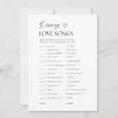  Bridal Shower Love Songs Movie Trivia Game Card 招待状 (正面)