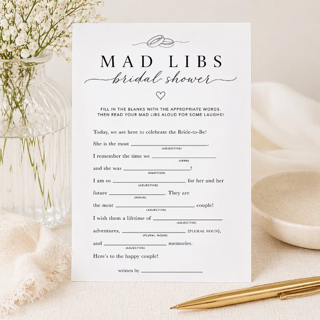 Bridal Shower Mad Libs Party Game Card (Bridal Shower Mad Libs Game Card)
