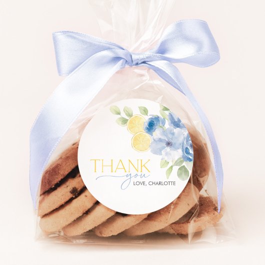 Bridal Shower Main Squeeze Blue Yellow Favor ラウンドシール