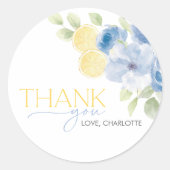 Bridal Shower Main Squeeze Blue Yellow Favor ラウンドシール (正面)