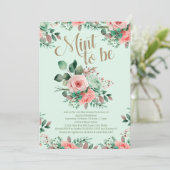 Bridal Shower Mint to Be Pink Roses Greenery 招待状 (スタンド正面)