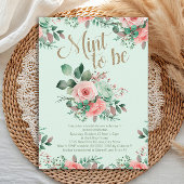 Bridal Shower Mint to Be Pink Roses Greenery 招待状