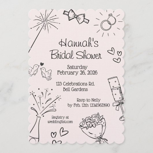 Bridal Shower, Modern Boho Minimalist,chic,    招待状 (正面)