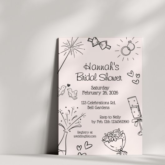 Bridal Shower, Modern Boho Minimalist,chic,    招待状