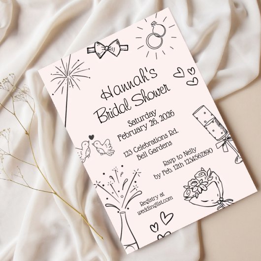 Bridal Shower, Modern Boho Minimalist,chic,    招待状
