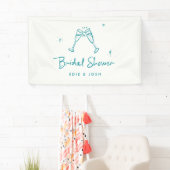 Bridal shower modern teal blue elegant handwritten 横断幕 (インサイチュ)