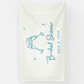 Bridal shower modern teal blue elegant handwritten 横断幕 (縦)