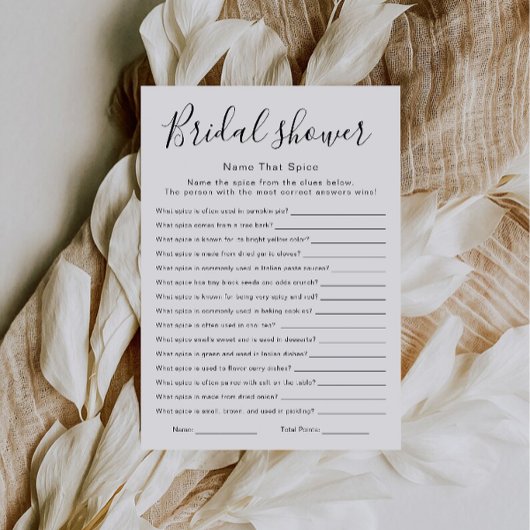 Bridal Shower Name That Spice Game, 招待状