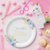 Bridal Shower Napkins Main Squeeze Blue Flowers ペーパープレート (パーティー)