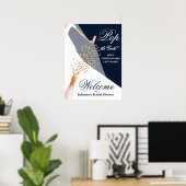 Bridal Shower Navy Blue Welcome Poster ポスター (ホームオフィス)