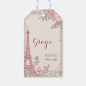 Bridal Shower Paris Eiffel Tower Pastel Pink Flora ギフトタグ (正面)