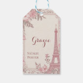 Bridal Shower Paris Eiffel Tower Pastel Pink Flora ギフトタグ (裏面)