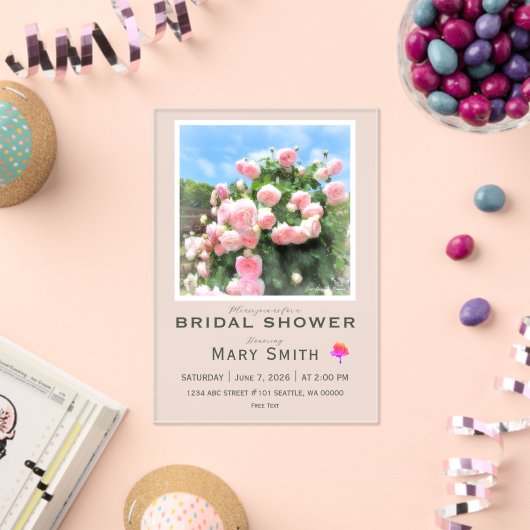 Bridal Shower (Pink Rose) アクリル招待状 (インサイチュ (お祝い))
