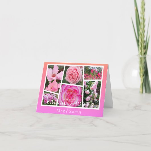 Bridal Shower (Pink Roses) 招待状 (正面)