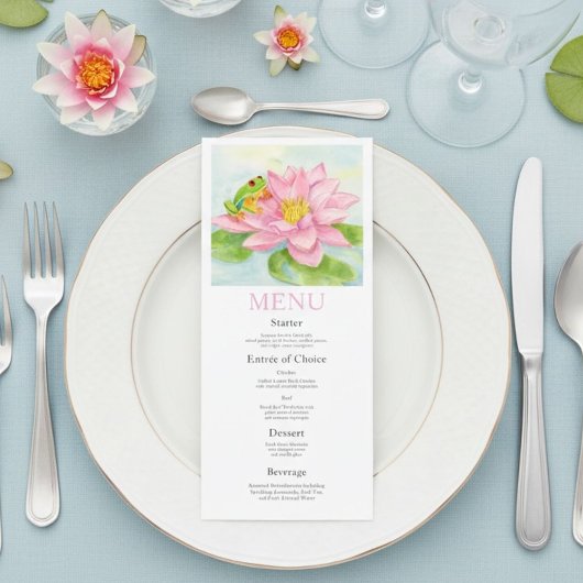Bridal Shower Pink Waterlily & Tree Frog Menu メニュー
