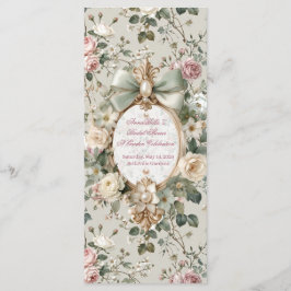Bridal Shower Program Card | Romantic Blush Rose プログラム