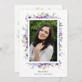Bridal Shower Purple Shades Flower Branches Photo 招待状 (正面/裏面)