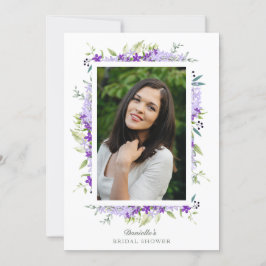 Bridal Shower Purple Shades Flower Branches Photo 招待状
