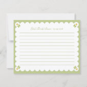 Bridal Shower Recipe Card Elegant Daisy Sage Green (裏面)