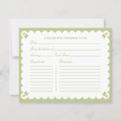 Bridal Shower Recipe Card Elegant Daisy Sage Green (正面)