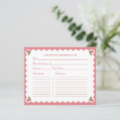 Bridal Shower Recipe Card Elegant Rose Dusty Pink (スタンド正面)