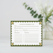 Bridal Shower Recipe Card Elegant Sunflower Green (スタンド正面)