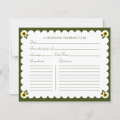 Bridal Shower Recipe Card Elegant Sunflower Green (正面)