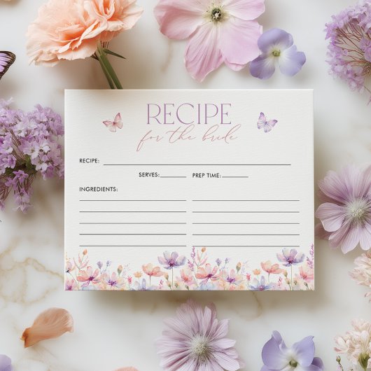Bridal Shower Recipe Card Lifetime of Butterflies