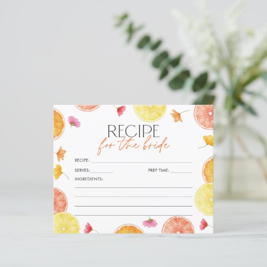 Bridal Shower Recipe Card Main Squeeze Citrus (スタンド正面)