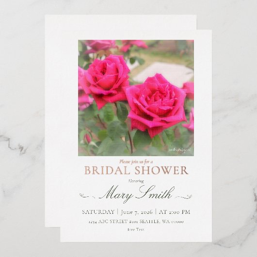 Bridal Shower (Red Rose) 箔招待状 (正面/裏面)