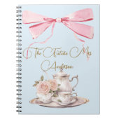 Bridal Shower Regency Tea Party Elegant Ribbon ノートブック (正面)