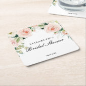 Bridal shower rosa oro floral Foam Boards スクエアペーパーコースター (アングル)