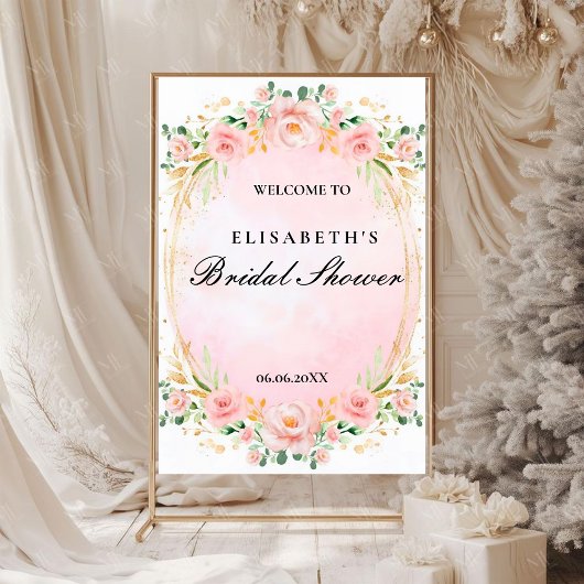 Bridal shower rosa oro floral Foam Boards ポスター