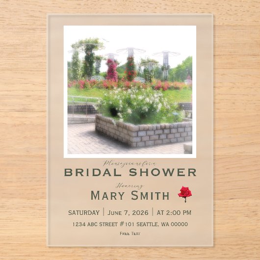 Bridal Shower (Rose Garden) アクリル招待状 (正面)