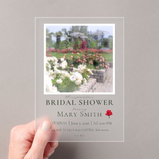 Bridal Shower (Rose Garden) アクリル招待状 (インサイチュ (ポータブル))