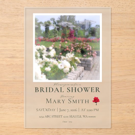 Bridal Shower (Rose Garden) アクリル招待状 (正面)
