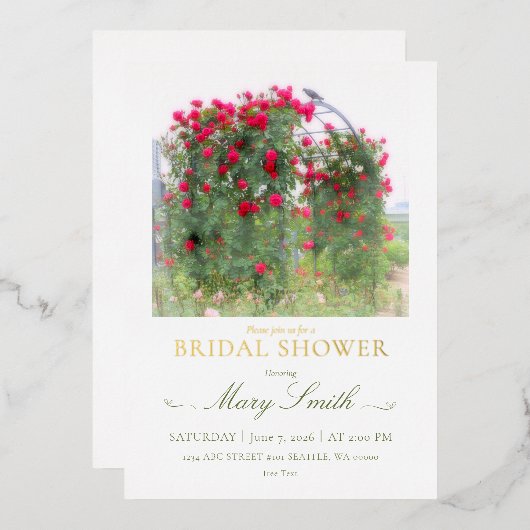 Bridal Shower (Rose Garden) 箔招待状 (正面/裏面)