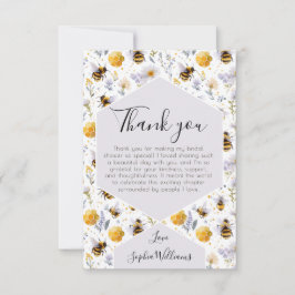 Bridal Shower She's Found Her Honey Bees Floral サンキューカード