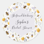 Bridal Shower She's Found Her Honey Bees Floral ラウンドシール (正面)
