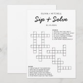 Bridal Shower Sip and Solve Fun Crossword Game アドバイスカード (正面/裏面)