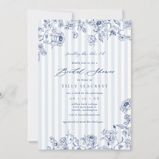Bridal Shower Something Blue Party Invitation 招待状 (正面)