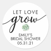 Bridal SHOWER Succulent Favor ラウンドシール (正面)