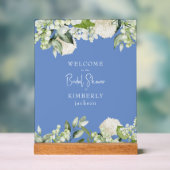 Bridal Shower Summer Blue White Hydrangea Welcome アクリルサイン (ニュートラル)