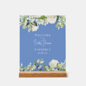 Bridal Shower Summer Blue White Hydrangea Welcome アクリルサイン (正面)