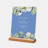 Bridal Shower Summer Blue White Hydrangea Welcome アクリルサイン (傾斜)