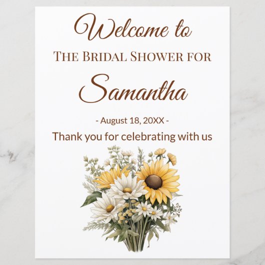 Bridal Shower Summer Daisy Sunflower Welcome Sign (正面)
