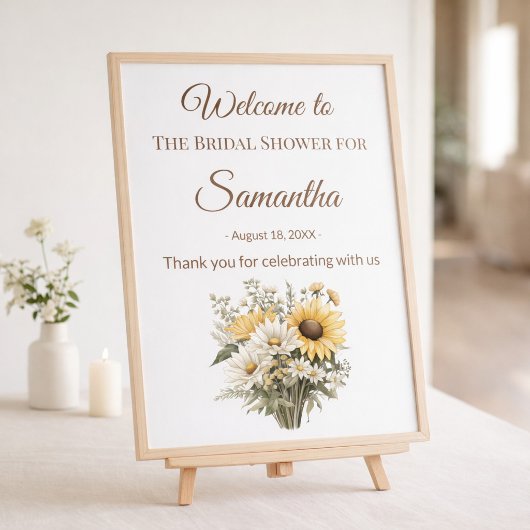 Bridal Shower Summer Daisy Sunflower Welcome Sign